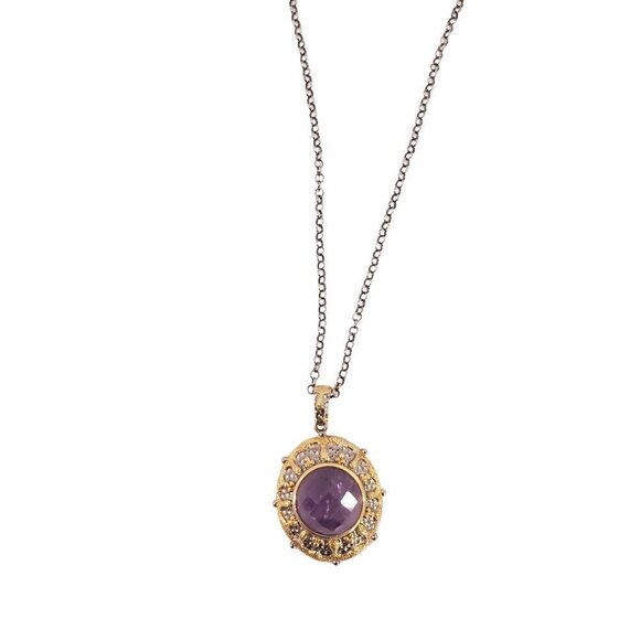HSN Gold Vermeil .925 Sterling Silver Amethyst Pendant & Necklace - Picture 1 of 16